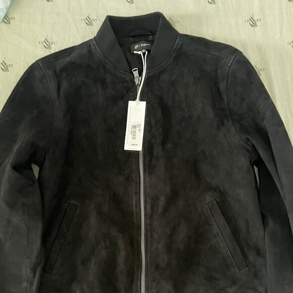 AG JEANS Dayton Men's Black Bomber Suede Jacket